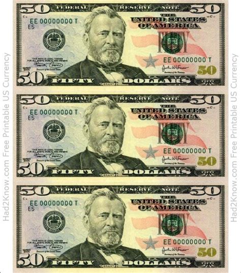 Printable 50 Dollar Bill